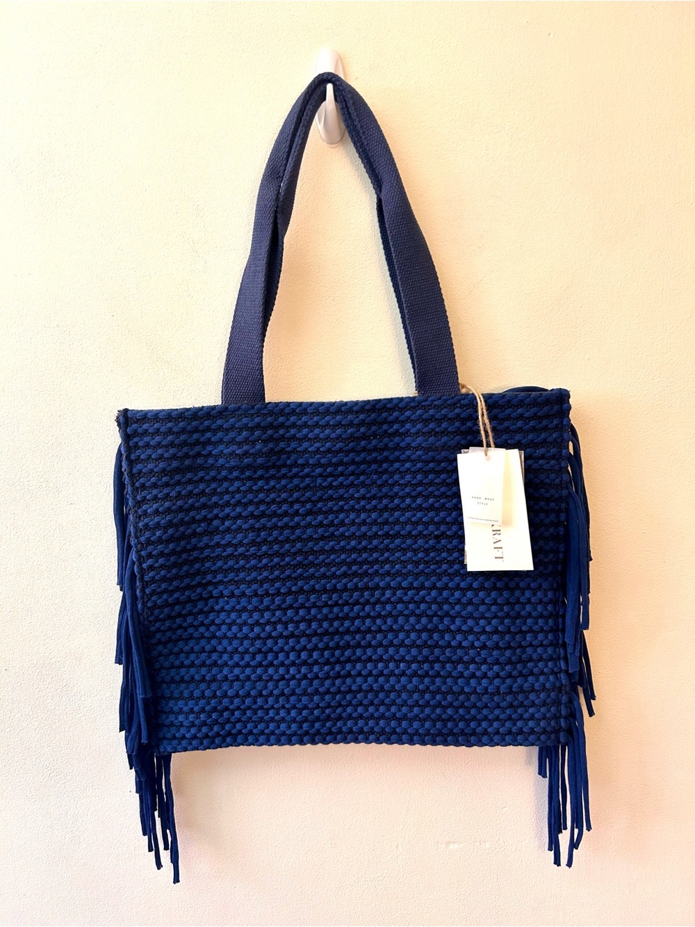 Antik Kraft navy fringe tote new with tags